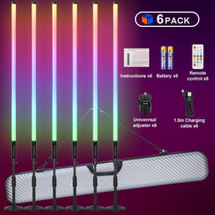 Wswalterschrickelgmbh Set 6x LED Leuchtstab 134cm RGB + Soft-Bag